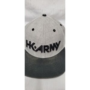 HK Army Snapback Hat Grey Black Embroidered 
Adjustable Flat Brim Cap